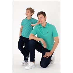 Erkek Polo Yaka Mint Basic Tişört
