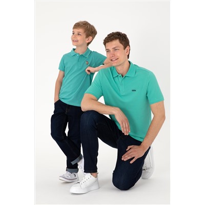 Erkek Polo Yaka Mint Basic Tişört