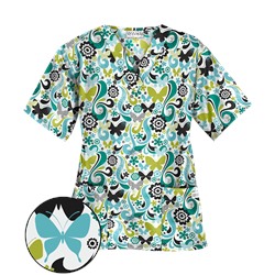 UA Flutter Flattery Black Print Scrub Top