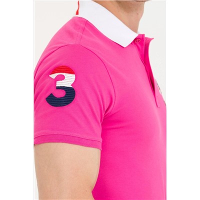 Erkek Fuşya Basic Polo Yaka Tişört