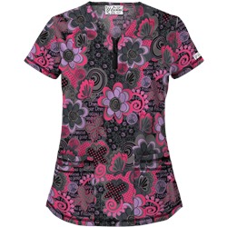 UA Peace And Prosperity Fuchsia Print Scrub Top