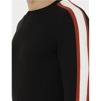 Siyah Slim Fit Bisiklet Yaka Triko Kazak