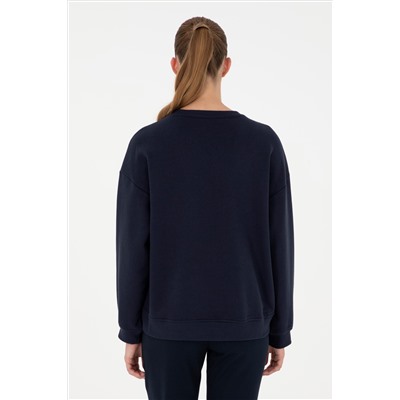 Kadın Lacivert Bisiklet Yaka Sweatshirt