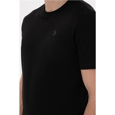Erkek Regular Fit Bisiklet Yaka Siyah Basic Tişört