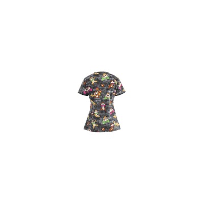 Cherokee Tooniforms Scrubs All Tied Up Print Top