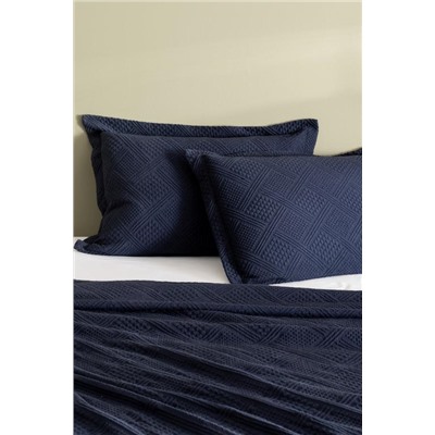 Triangle King Size %100 Pamuk Yatak Örtüsü - Lacivert - Lüks Koleksiyon