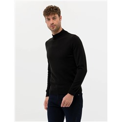 Siyah Slim Fit Yarım Balıkçı Basic Triko Kazak