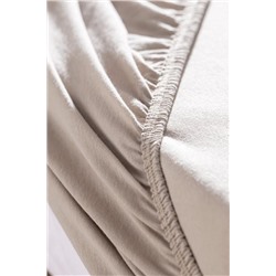 Valeria King Size Plus %100 Pamuk Lastikli Penye Çarşaf - Koyu Bej