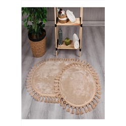 Myevilla My Evilla Modern Simirna Dekoratif Peluş Oval Ponpon Saçaklı Klozet Takımı simirnaa-ovalörgü-50x80