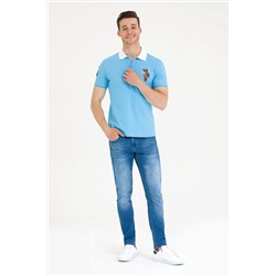 Erkek Turkuaz Basic Polo Yaka Tişört