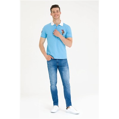 Erkek Turkuaz Basic Polo Yaka Tişört