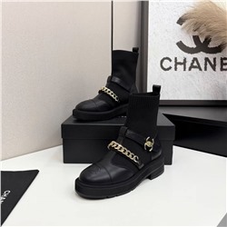 Женские ботинки с тканевым голенищем   Chane*l 🤍