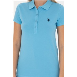 Kadın Turkuaz Basic Polo Yaka Tişört