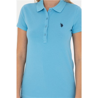 Kadın Turkuaz Basic Polo Yaka Tişört