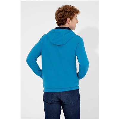 Erkek Kobalt Kapüşonlu Sweatshirt