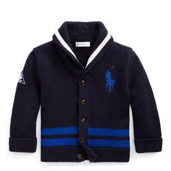 BABY BOY Cotton Shawl-Collar Cardigan