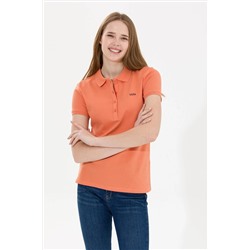 Kadın Kiremit Basic Polo Yaka Tişört