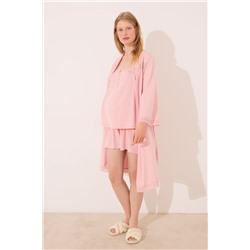 Bata "maternity" algodón rosa