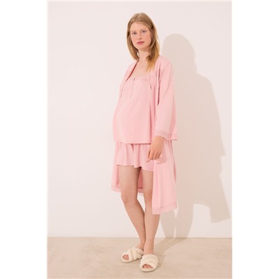 Bata "maternity" algodón rosa