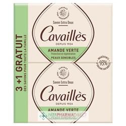 Cavaillès Savon Extra-Doux - Amande Verte - LOT de 4x250 g (3+1 GRATUIT)Lot  × 4