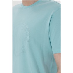 Erkek Regular Fit Bisiklet Yaka Aqua Tişört