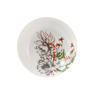 Салатник, 18,5х5 см, 800 мл, фарфор P, белый, Тропические цветы, Night Garden Flower, 60474