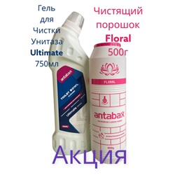 Акция Чистая Ванная ( Гелья для Унитаза Ультимэйт +Порошок Для чистки Поверхностей Цветосчный)