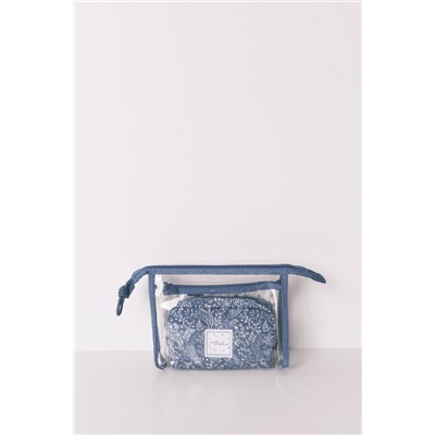 Pack 3 neceseres prints variados azul y blanco