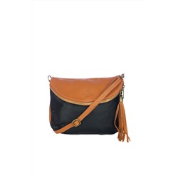 Bandolera de piel Camel y azul marino - Firenze Artegiani