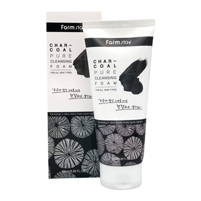 FarmStay Charcoal Pure Cleansing Foam Пенка для умывания и глубокой очистки пор с углем 180мл