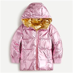 Girls' reversible quilted puffer jacket with PrimaLoft®