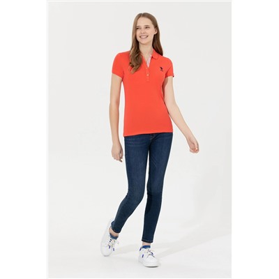 Kadın Kırmızı Basic Polo Yaka Tişört