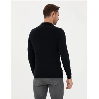 Lacivert Slim Fit Basic Kazak