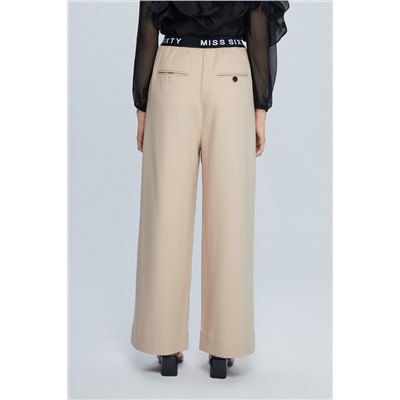 Pantalón palazzo de lana Beige