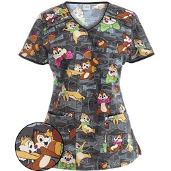 Cherokee Tooniforms Scrubs All Tied Up Print Top