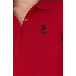 Kadın Kırmızı Polo Yaka Basic Sweatshirt