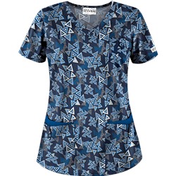 UA Right Angle Navy Print Scrub Top