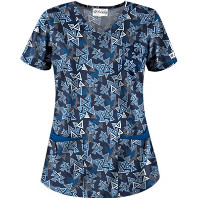 UA Right Angle Navy Print Scrub Top