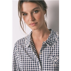 Pijama camisero largo 100% algodón vichy