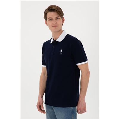 Erkek Regular Fit Polo Yaka Lacivert Basic Tişört