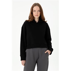 Kadın Siyah Kapüşonlu Sweatshirt