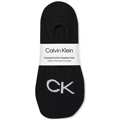 Calvin Klein Women's 3-Pk. Logo Knit Liner Socks
