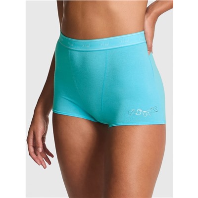 Logo Cotton Shimmer High-Waist Boyshort Panty