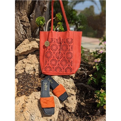 Ab.Zapatos 3420 MANDARINA+PELLE 16/05 LÁSER FLOR CORAL АКЦИЯ