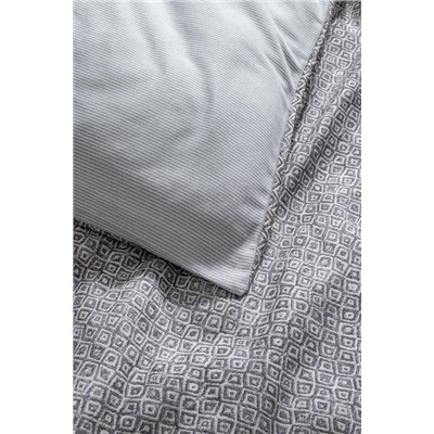 Diane King Size %100 Pamuk Madame Coco Crep Baskılı Nevresim Takımı - Gri