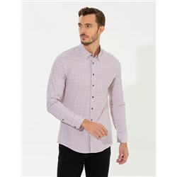 Bordo Slim Fit Uzun Kollu Gömlek