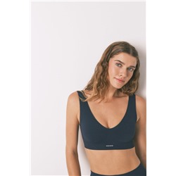 Top sin costuras LOVELY canalé azul oscuro