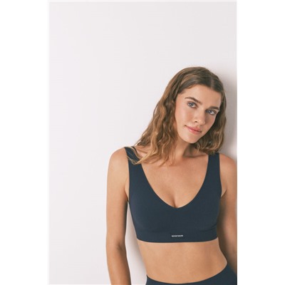 Top sin costuras LOVELY canalé azul oscuro