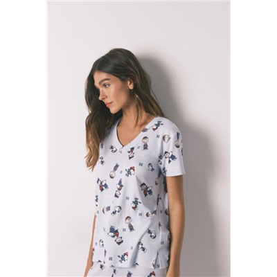 Pijama largo manga corta Snoopy super soft