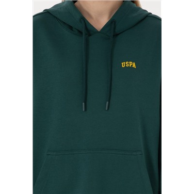Kadın Koyu Yeşil Kapüşonlu Basic Sweatshirt